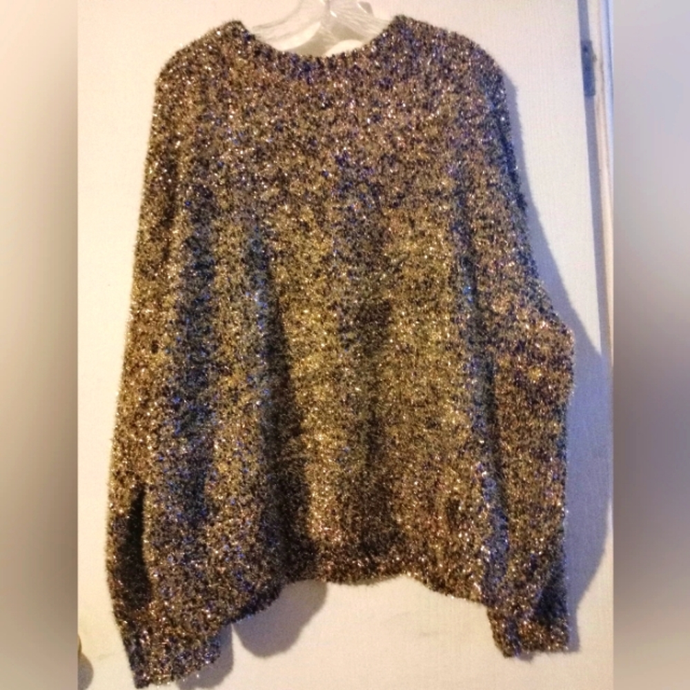 ASOS DESIGN SZ.‎ 16 Gold Metallic Thread Sweater.